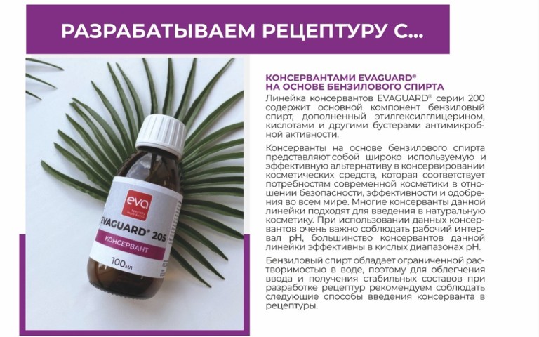 Предпросмотр. ВВЕДЕНИЕ КОНСЕРВАНТОВ СЕРИИ EVAGUARD® НА ОСНОВЕ БЕНЗИЛОВОГО СПИРТА В КОСМЕТИЧЕСКИЕ РЕЦЕПТУРЫ